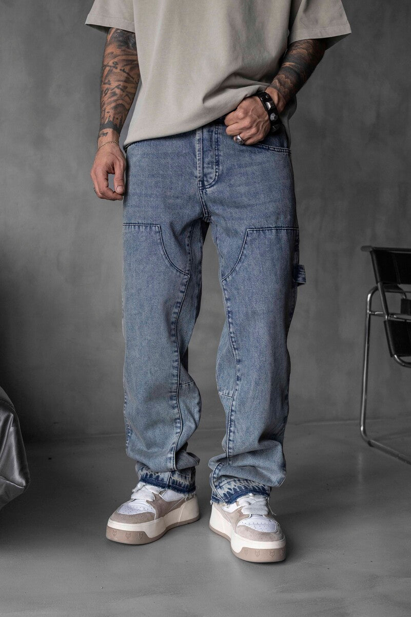 Loose Fıt Washed Blue Jeans 17061