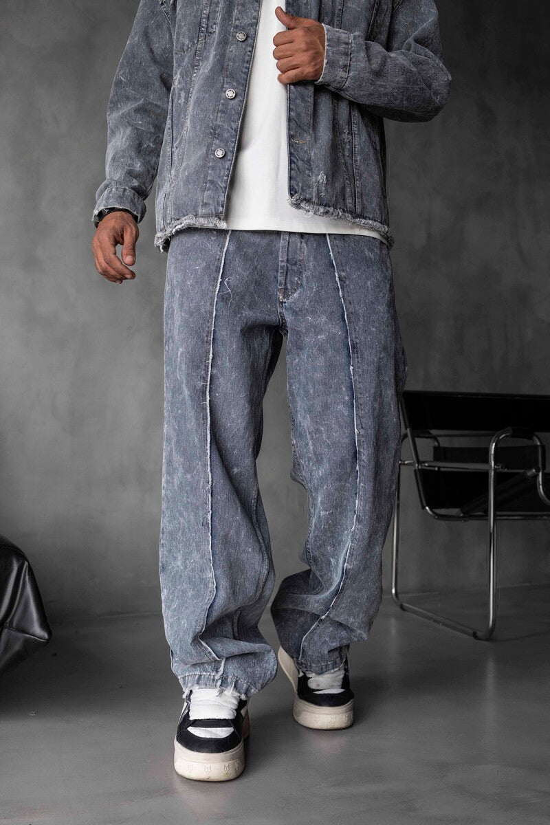 Loose Fit Washed Blue Jeans 17114