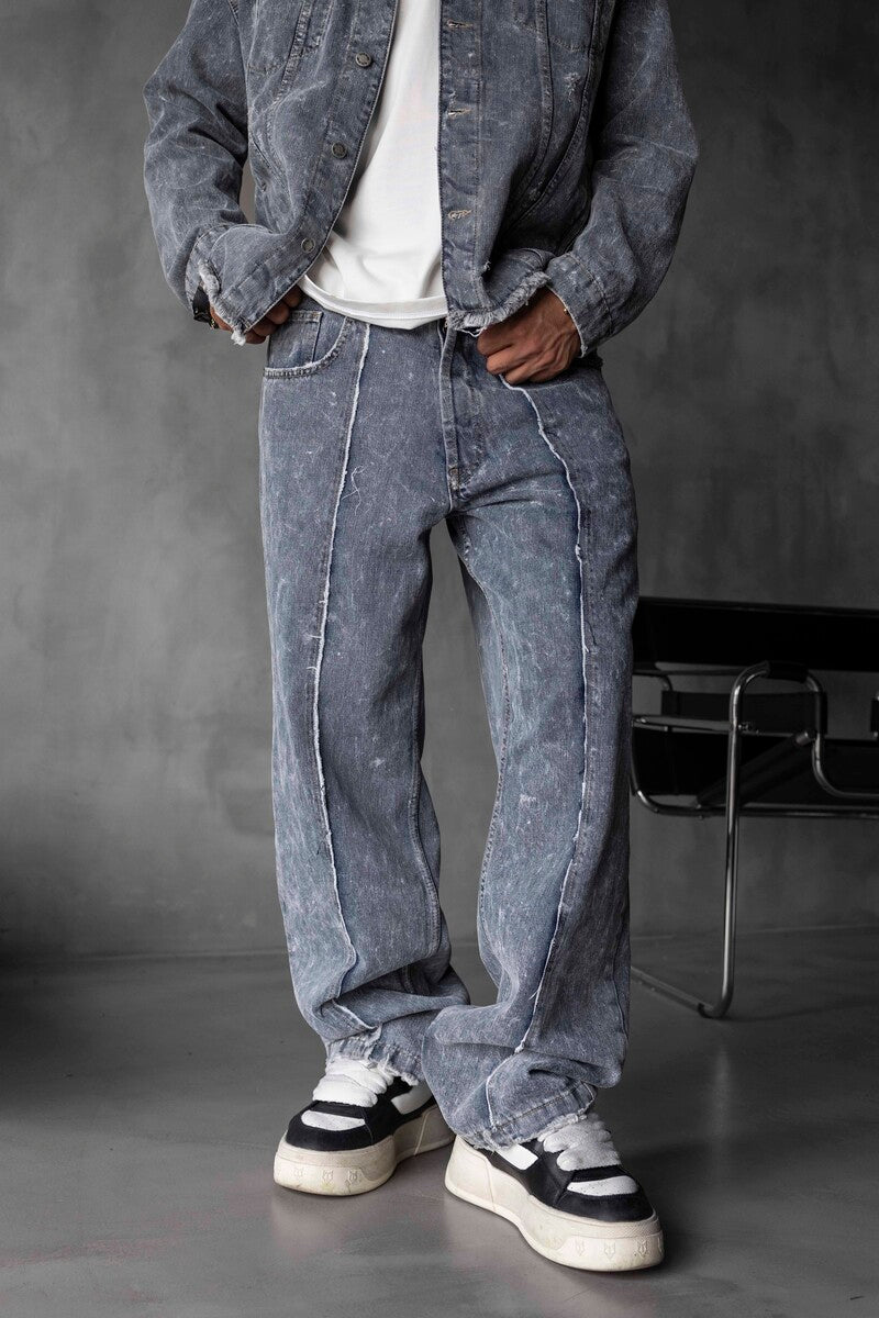 Loose Fit Washed Blue Jeans 17114