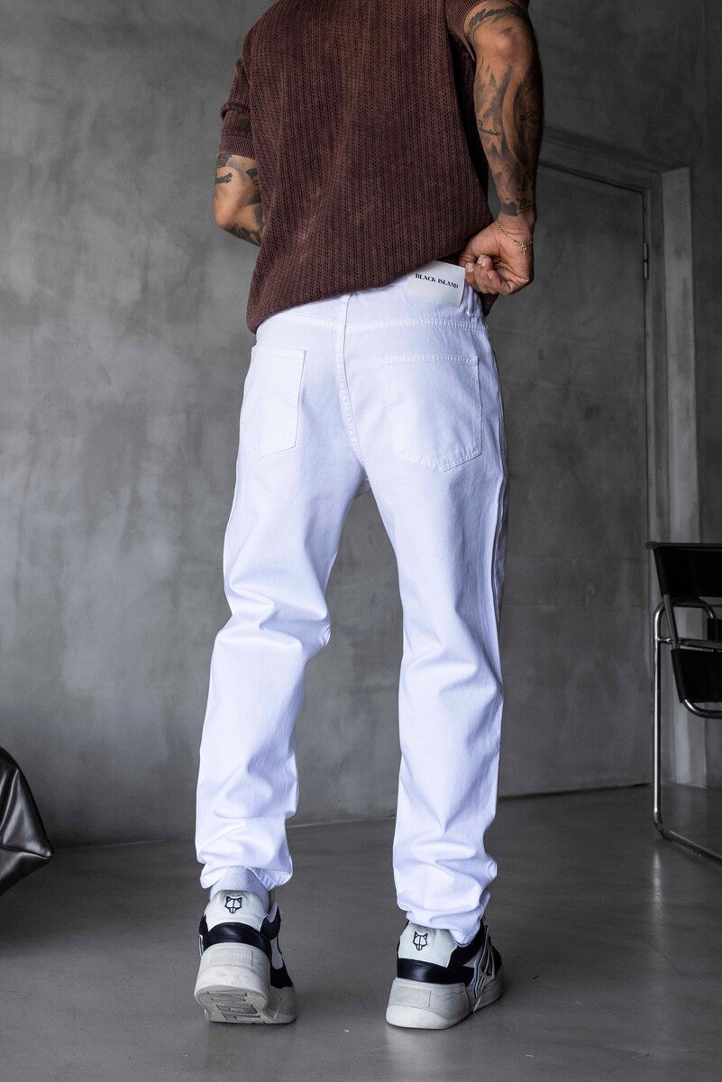 Loose Fit Washed White Jeans 17201