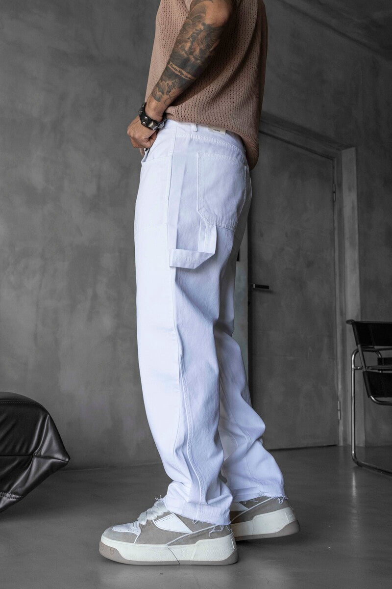 Loose Fit White Jeans 17216