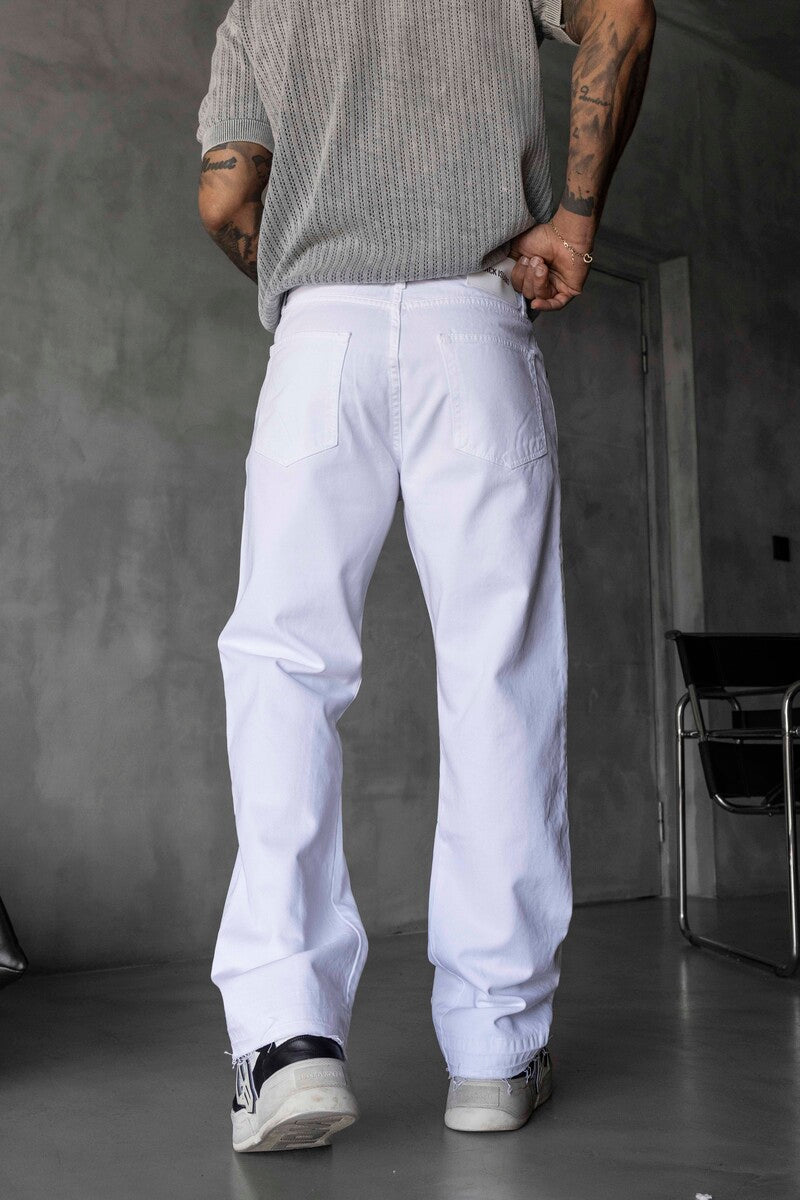 Loose Fit White Jeans 17217