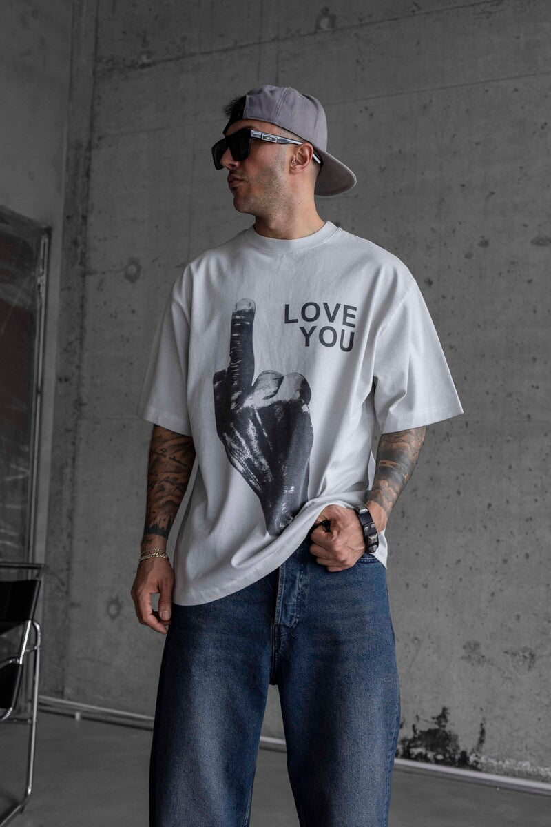LOVE YOU PRINTED WASHED T-SHIRT WHITE 1736