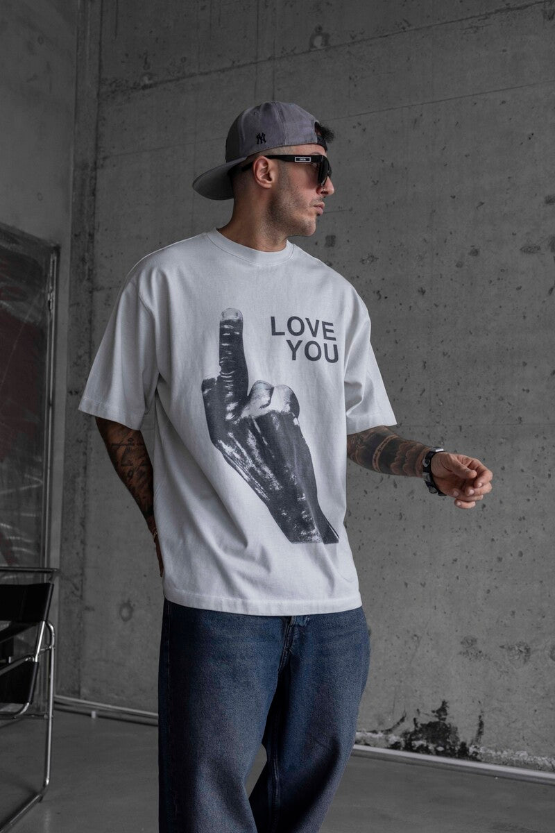 LOVE YOU PRINTED WASHED T-SHIRT WHITE 1736