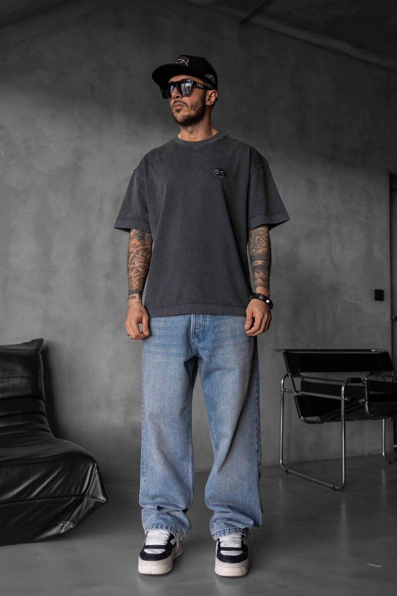 Minimal Black Tee with Chest Embroidery 1835