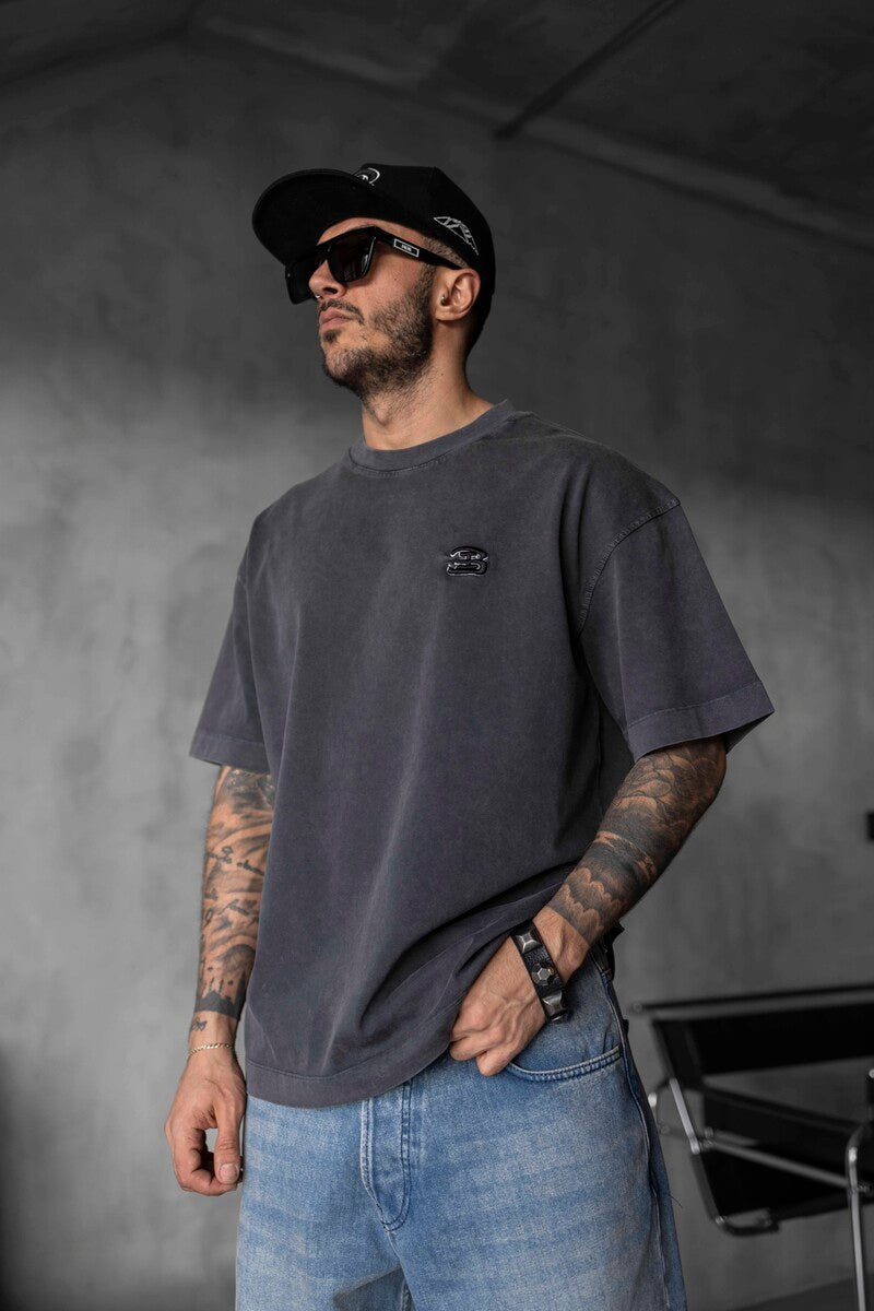 Minimal Black Tee with Chest Embroidery 1835