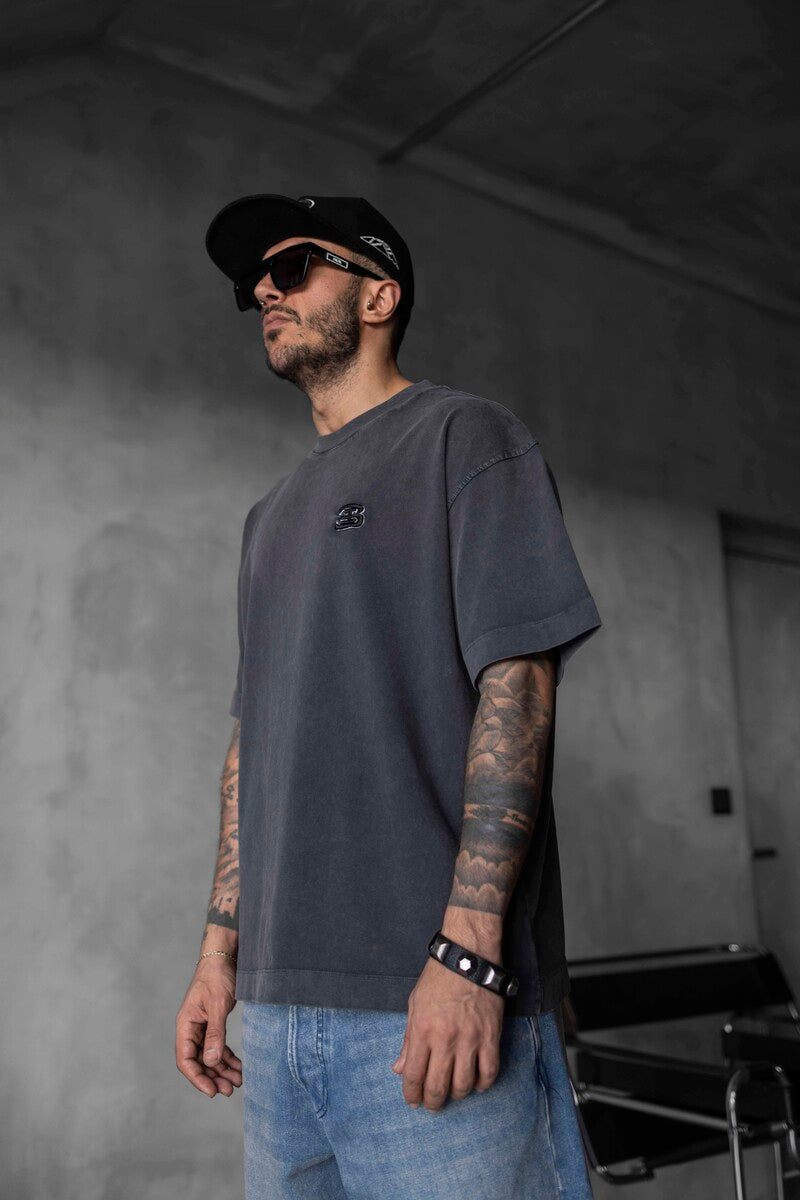 Minimal Black Tee with Chest Embroidery 1835