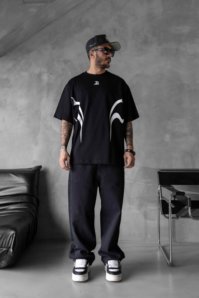 NEW PRINTED T-SHIRT BLACK 1816