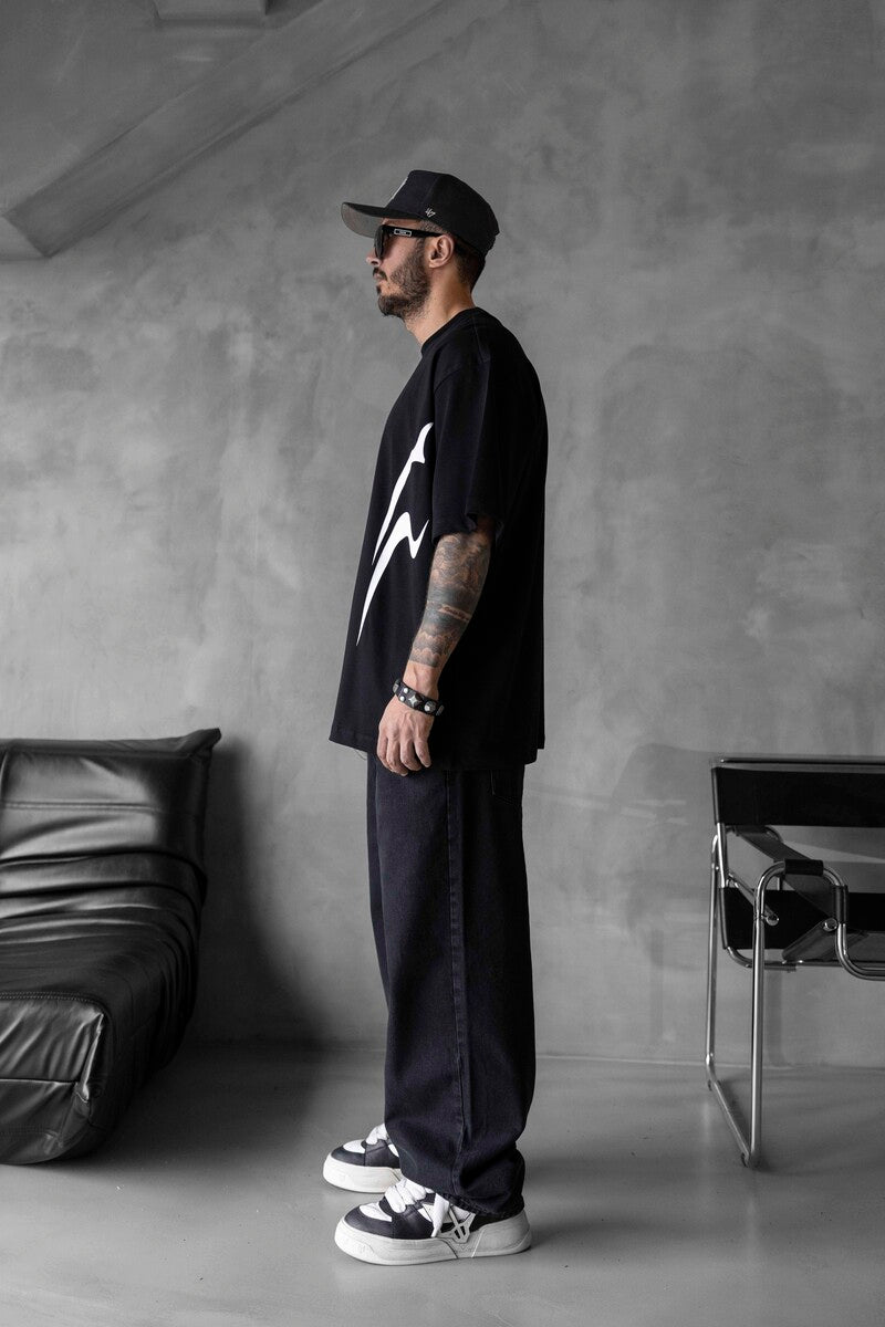 NEW PRINTED T-SHIRT BLACK 1816