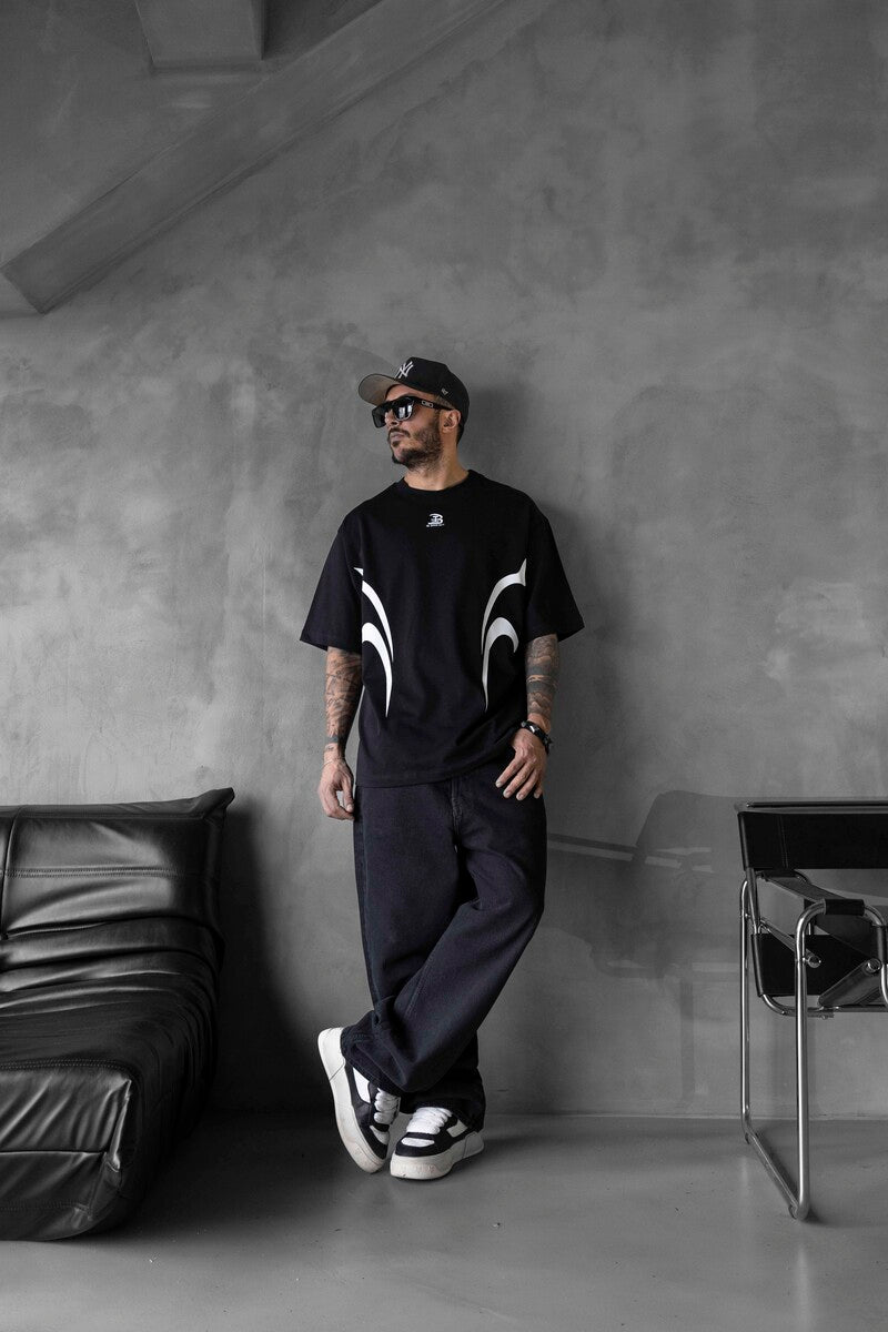 NEW PRINTED T-SHIRT BLACK 1816