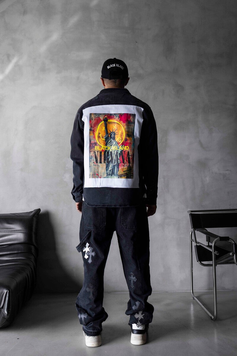 NIRVANA PRINTED DENIM JACKET BLACK 17109