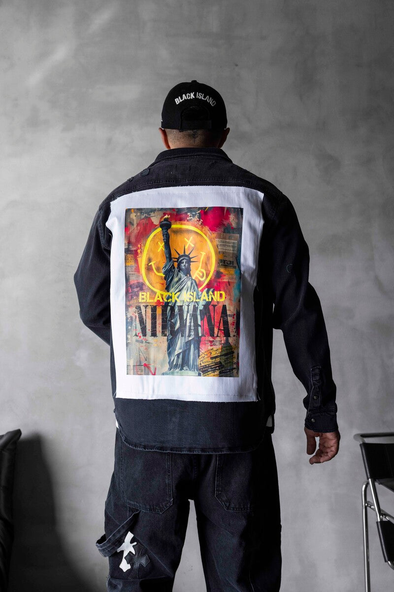 NIRVANA PRINTED DENIM JACKET BLACK 17109
