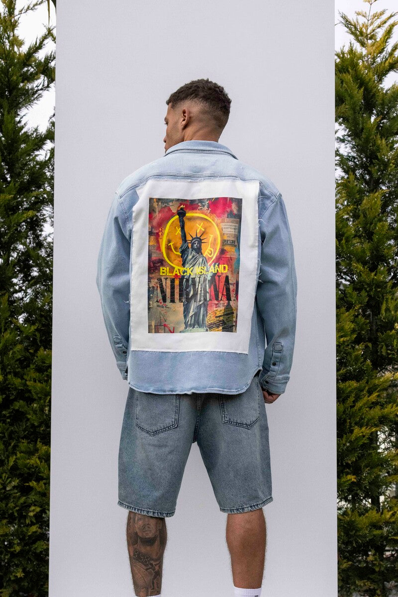 NIRVANA PRINTED DENIM JACKET BLUE 17126