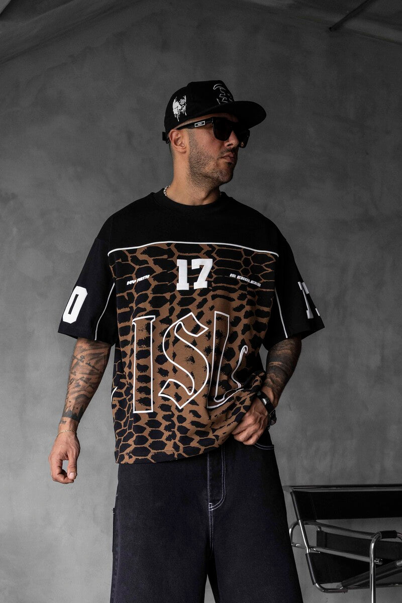 Oversized Snake Print Jersey Black T-shirt 1872