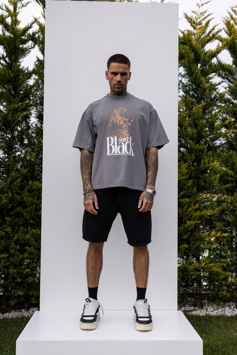 PANTER PRINTED WASHED T-SHIRT GRAY 1850