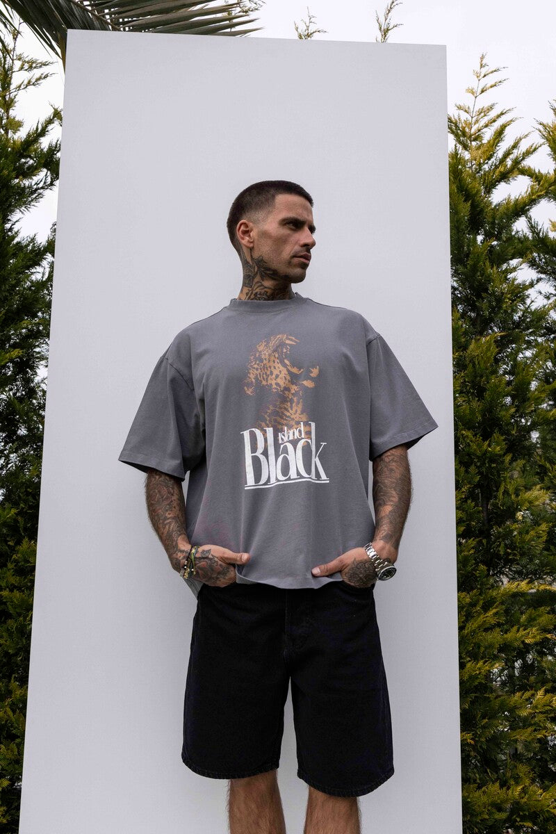 PANTER PRINTED WASHED T-SHIRT GRAY 1850
