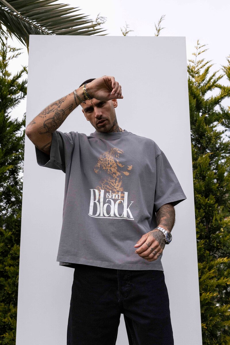 PANTER PRINTED WASHED T-SHIRT GRAY 1850