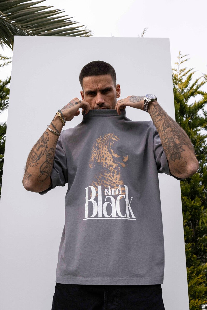 PANTER PRINTED WASHED T-SHIRT GRAY 1850