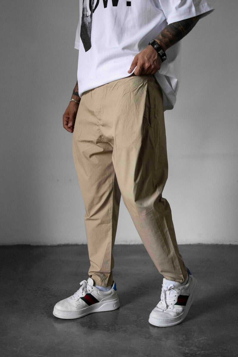 Men’s Grey Material Pants – Create Your Style Parachute Jogger Pants Beıge 16341