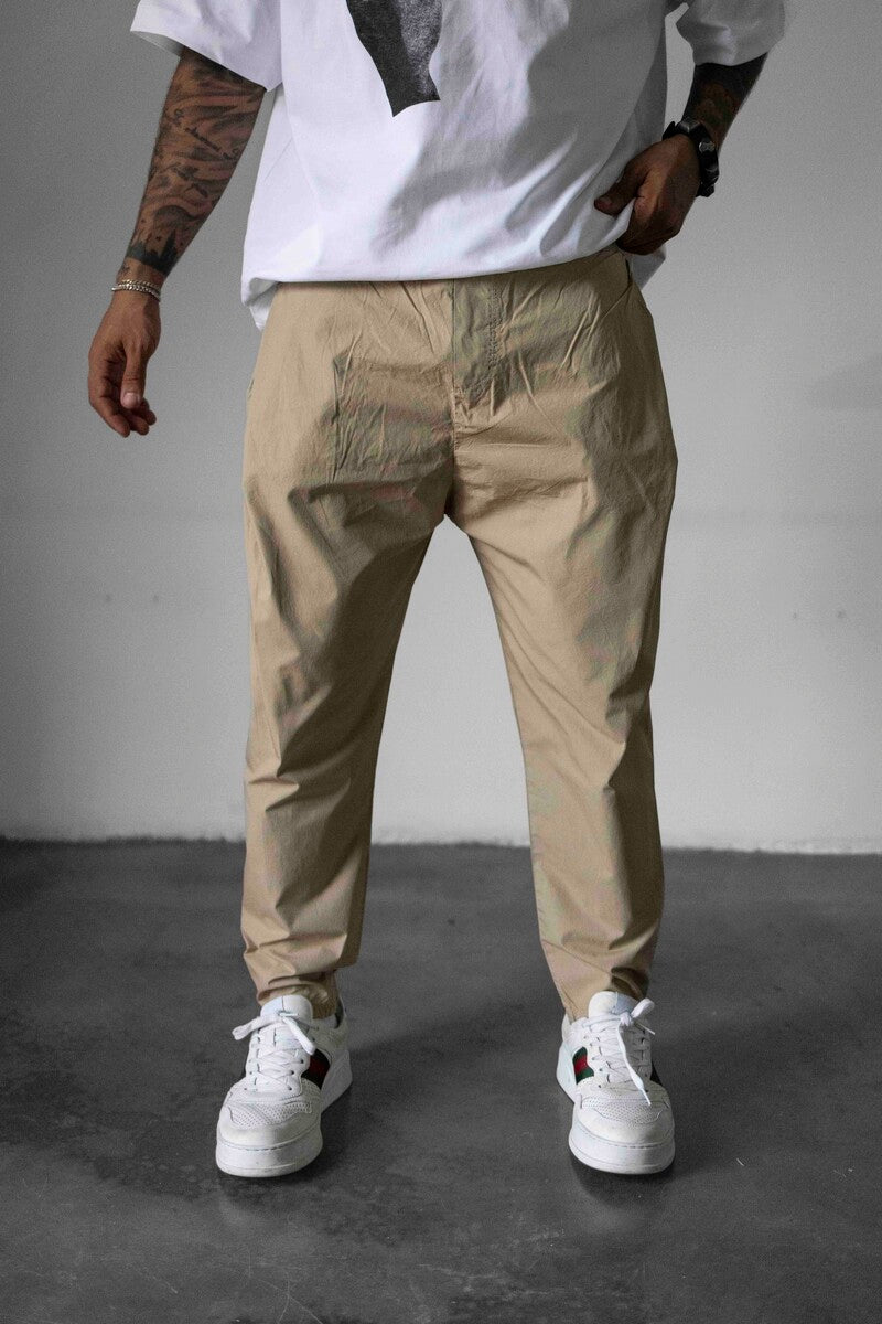 Men’s Grey Material Pants – Create Your Style Parachute Jogger Pants Beıge 16341