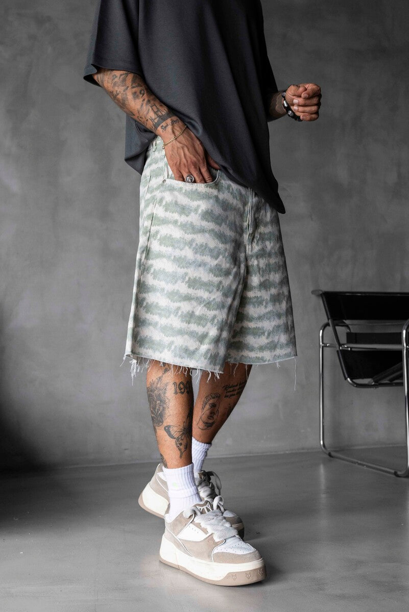 Patterned Denim Shorts beige 17149