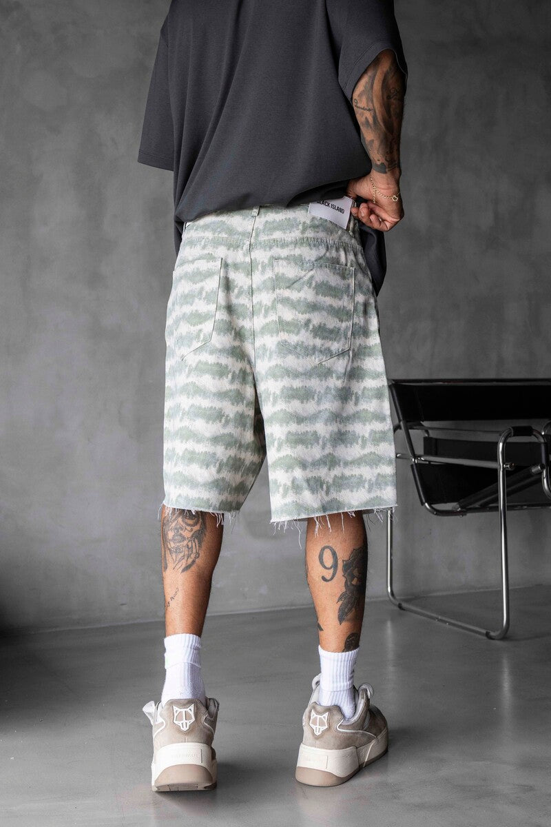 Patterned Denim Shorts beige 17149