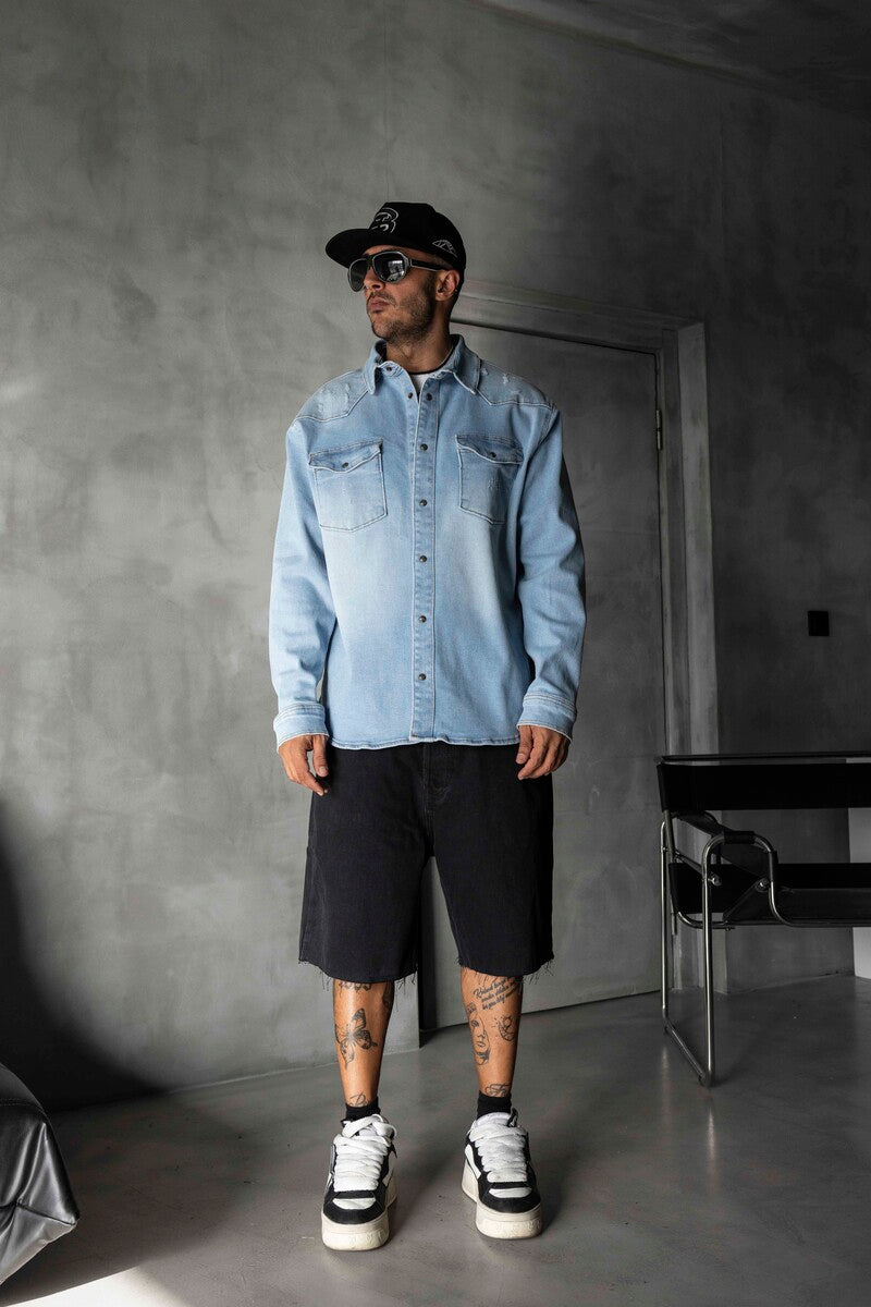 PORCHE PRINTED DENIM JACKET BLUE 17125