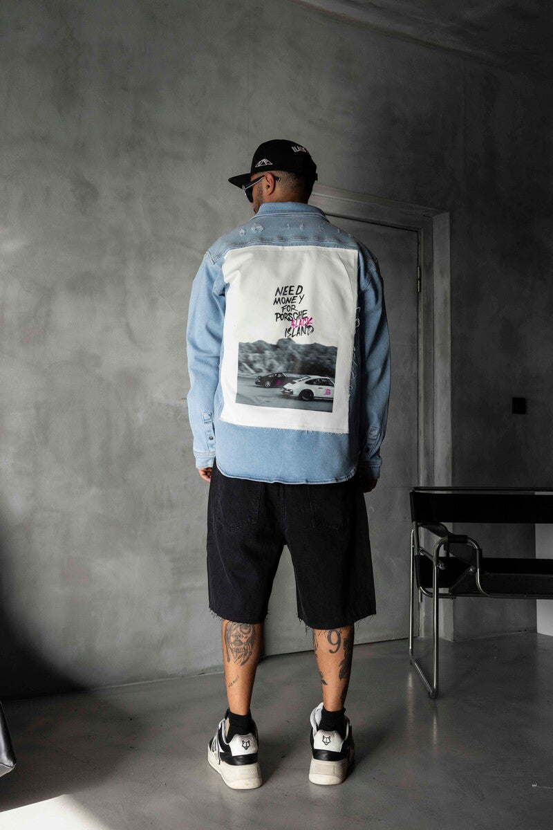 PORCHE PRINTED DENIM JACKET BLUE 17125