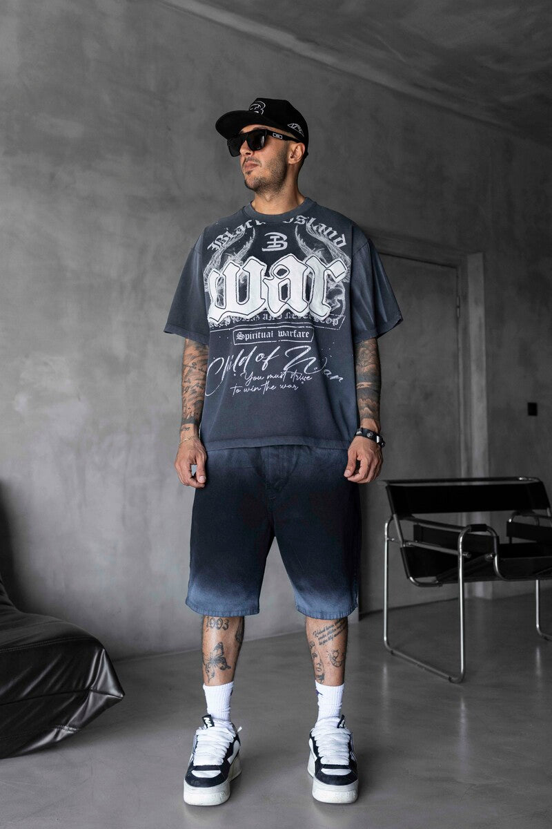 Printed Applique Black T-shirt 1896