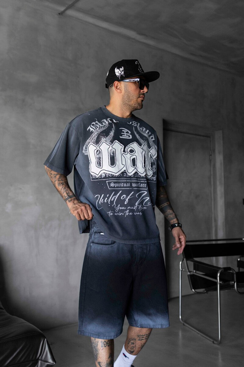 Printed Applique Black T-shirt 1896