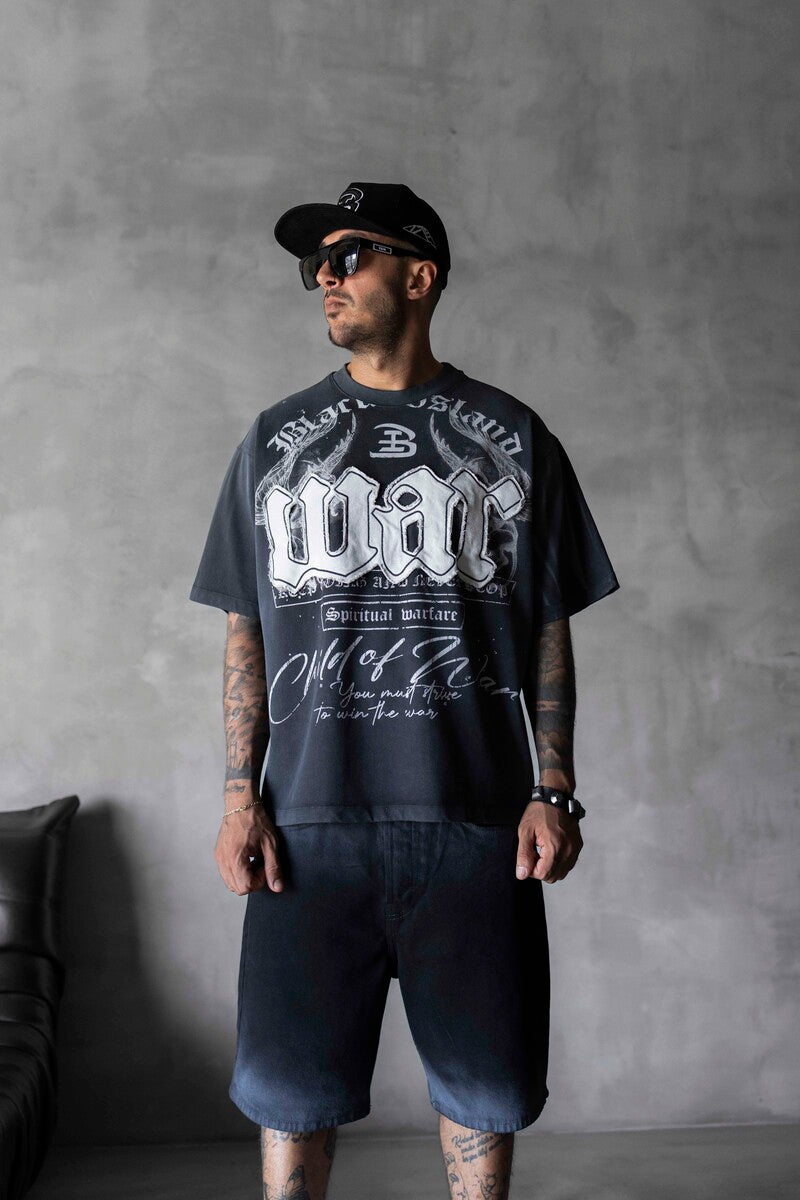 Printed Applique Black T-shirt 1896