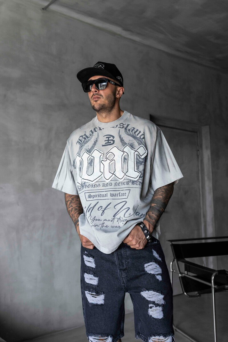 Printed Applique Gray T-shirt 1896