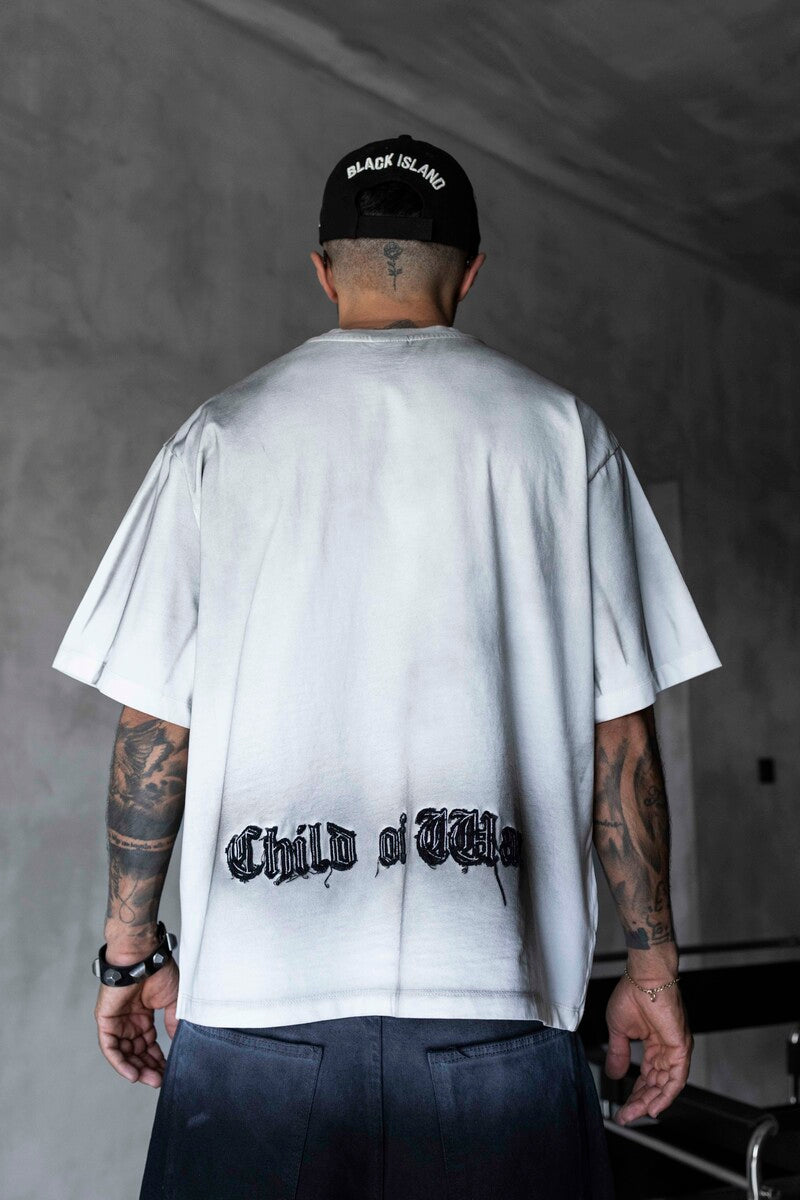 Printed Applique White T-shirt 1896