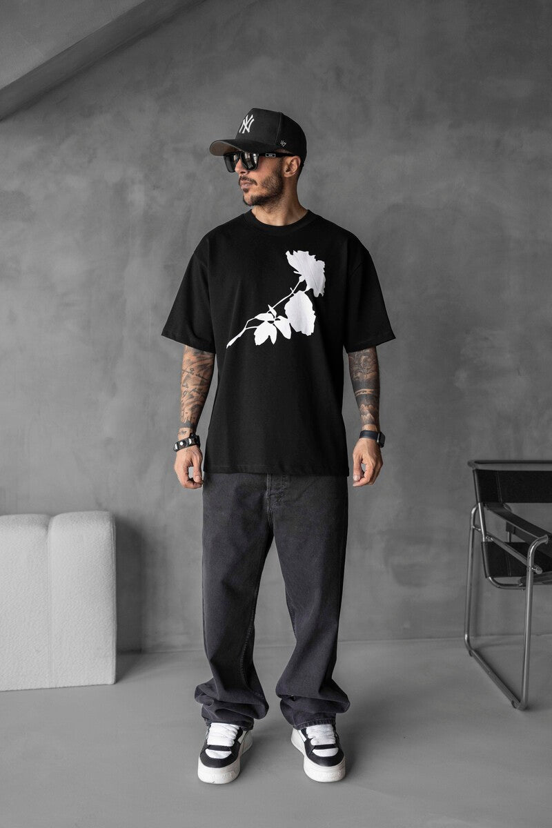 ROSE PRINTED T-SHIRT BLACK 1768