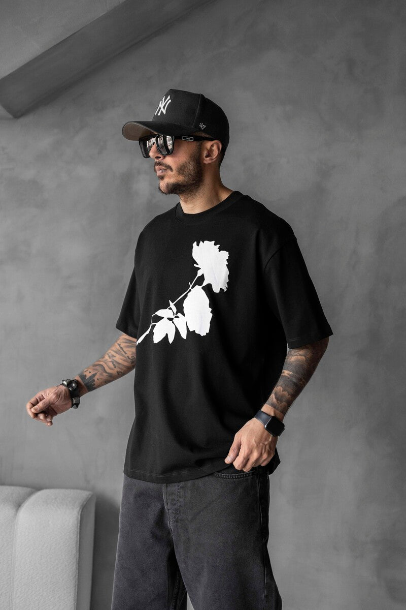 ROSE PRINTED T-SHIRT BLACK 1768