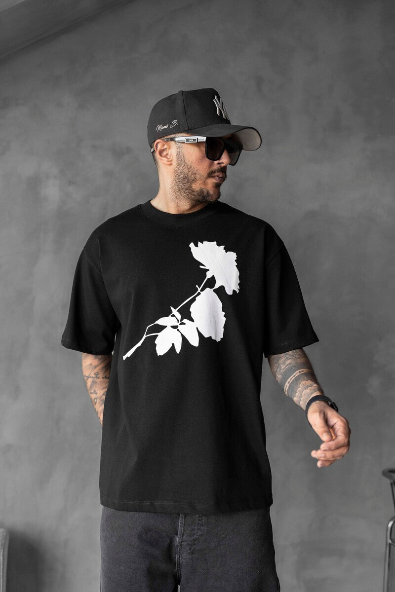 ROSE PRINTED T-SHIRT BLACK 1768