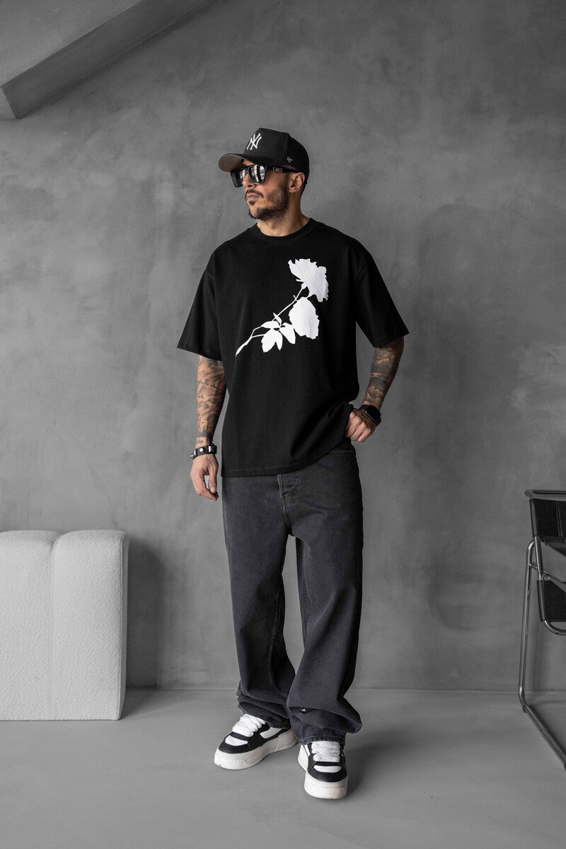 ROSE PRINTED T-SHIRT BLACK 1768