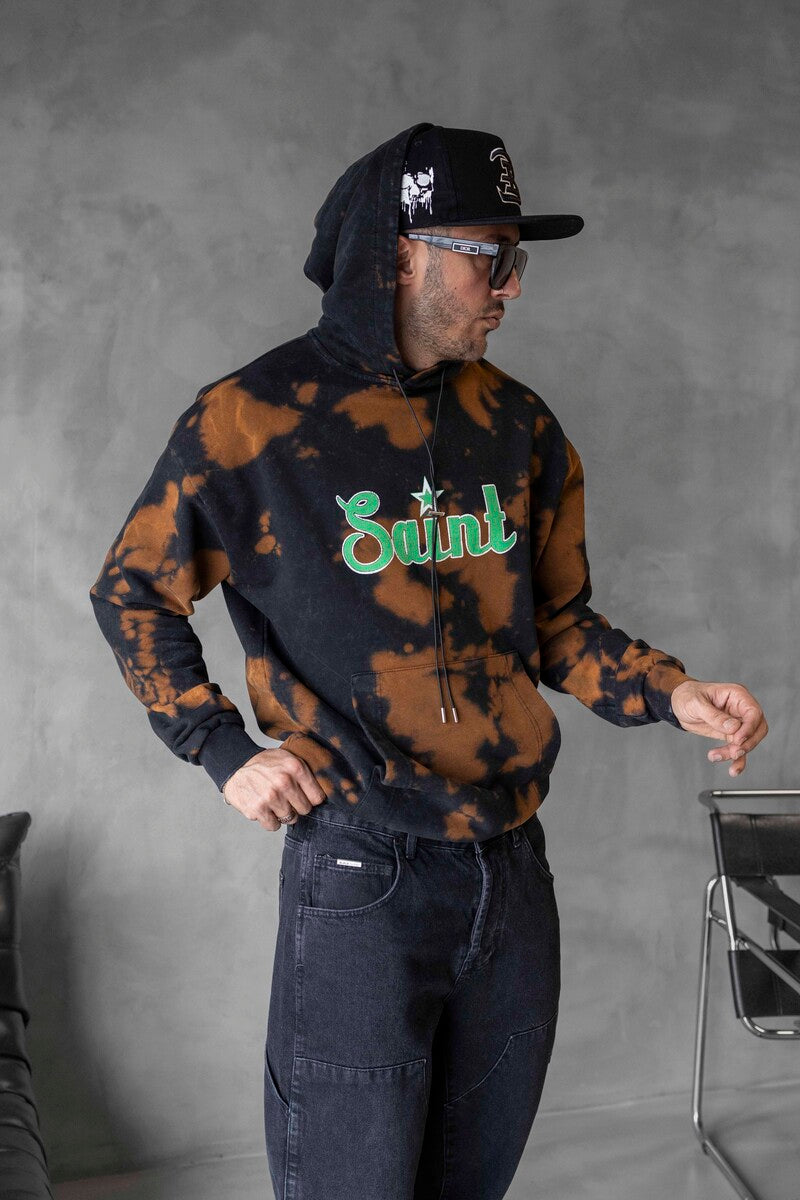 Saint Printed Black Hoodie 1496
