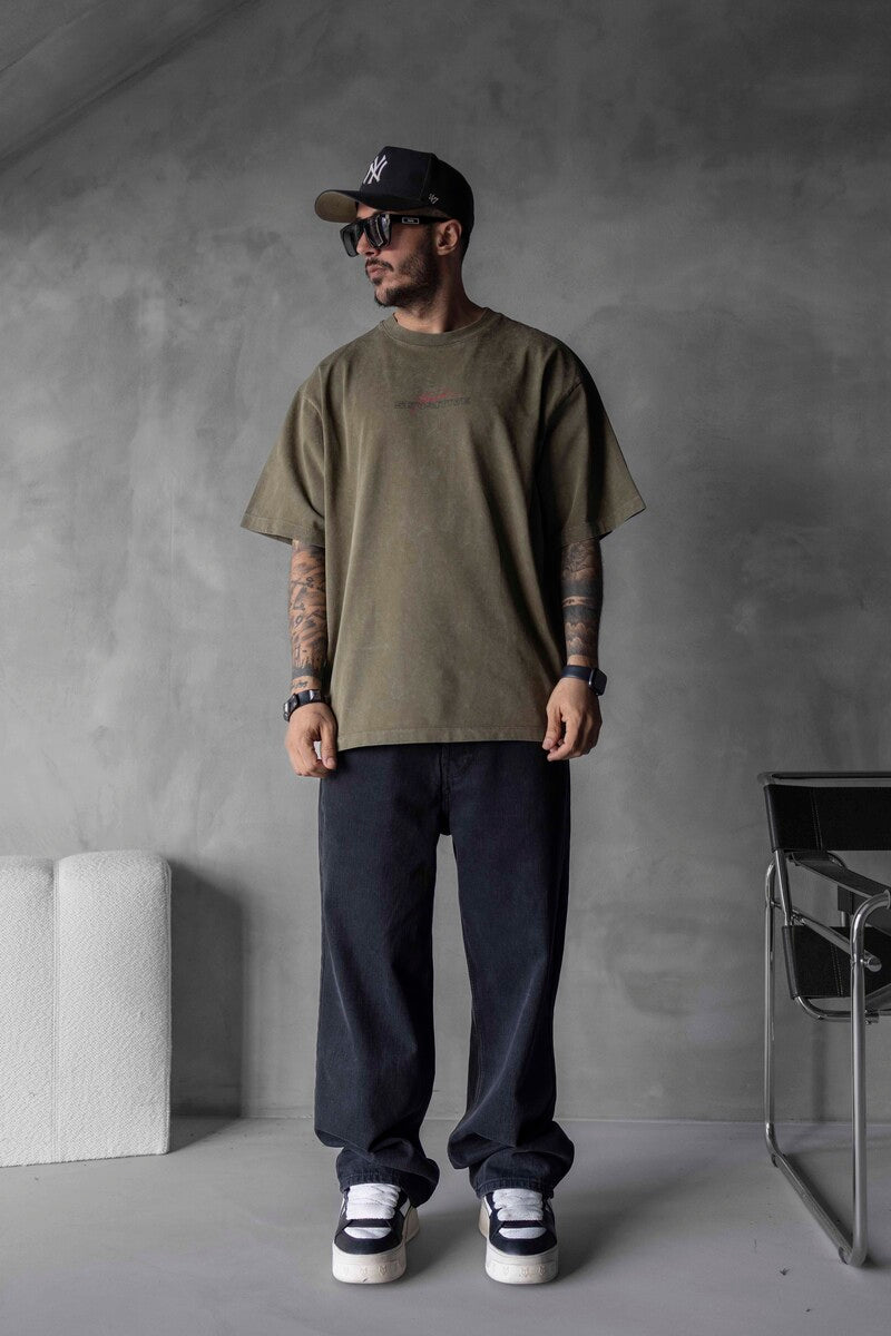 SENSITIVE PRINTED WASHED T-SHIRT GREEN 1691