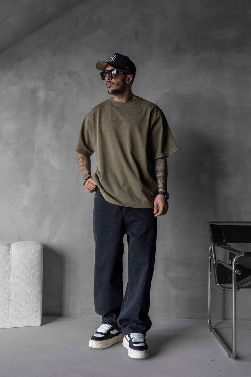 SENSITIVE PRINTED WASHED T-SHIRT GREEN 1691