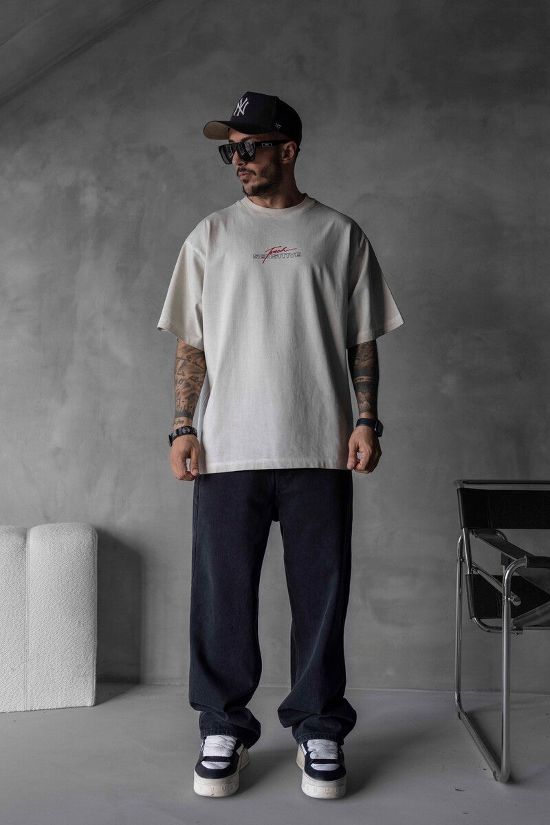 SENSITIVE PRINTED WASHED T-SHIRT WHITE 1691