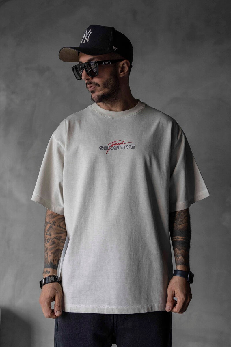 SENSITIVE PRINTED WASHED T-SHIRT WHITE 1691