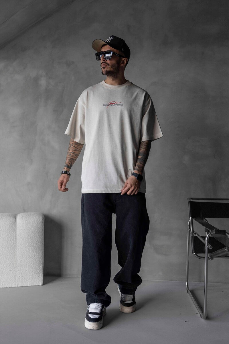 SENSITIVE PRINTED WASHED T-SHIRT WHITE 1691