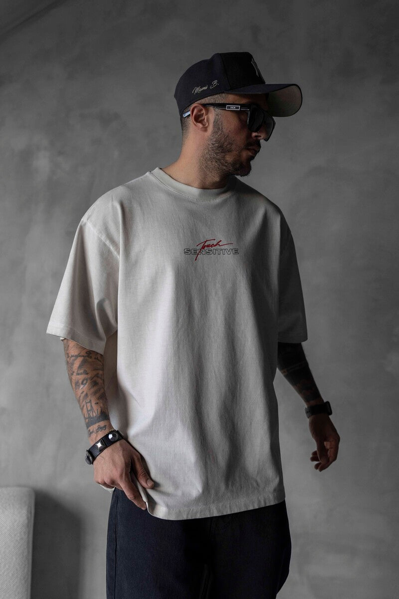 SENSITIVE PRINTED WASHED T-SHIRT WHITE 1691