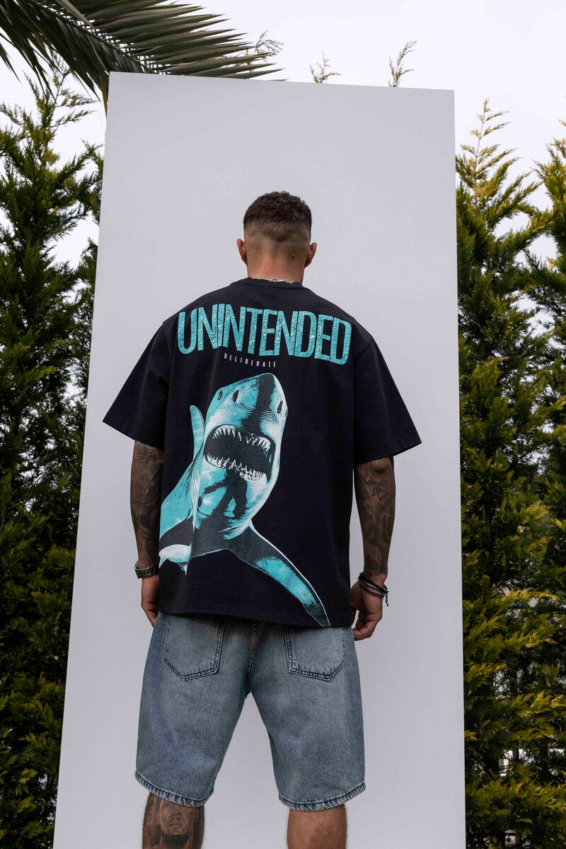 SHARK PRINTED WASHED T-SHIRT BLACK 1848