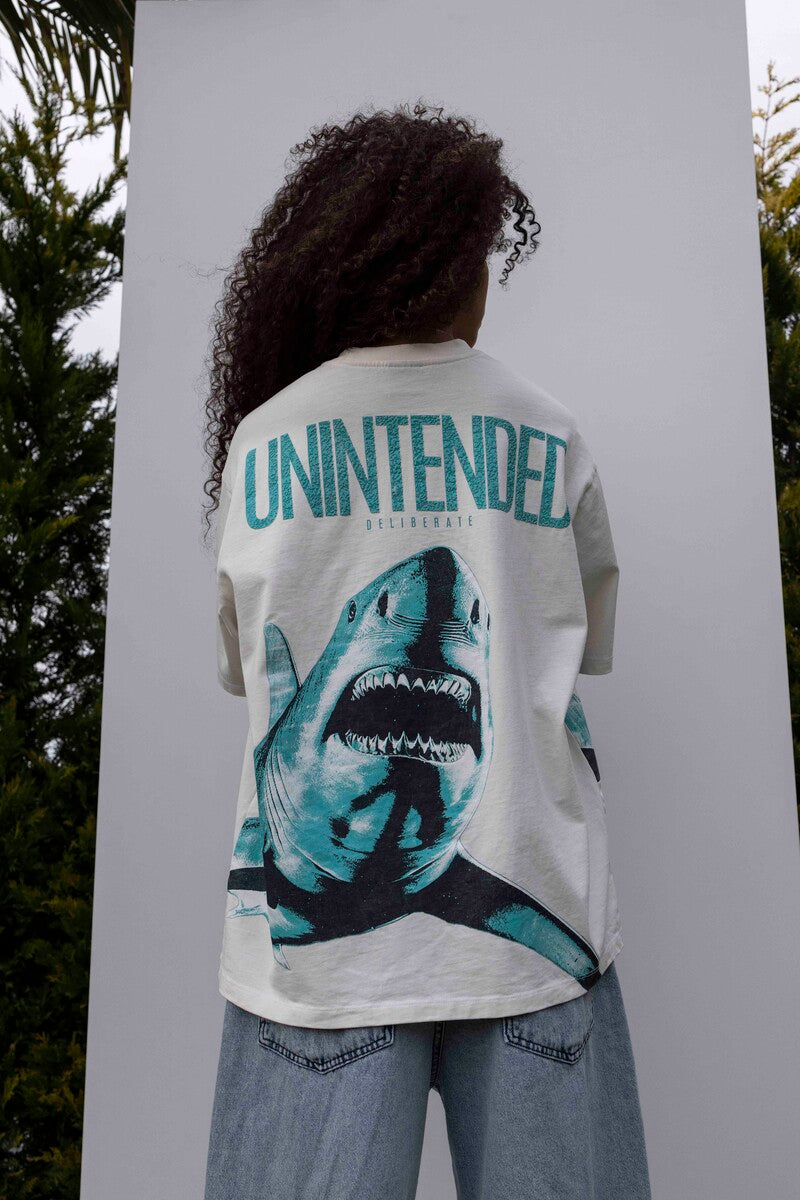 SHARK PRINTED WASHED T-SHIRT WHITE 1848