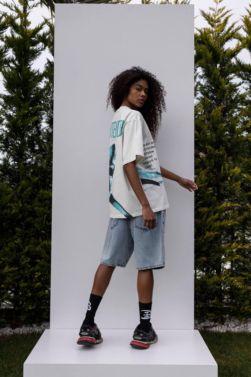 SHARK PRINTED WASHED T-SHIRT WHITE 1848