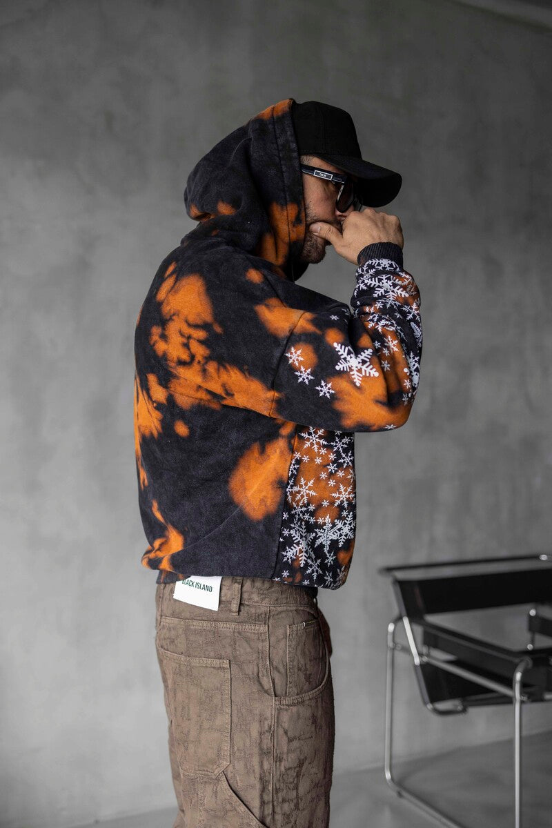 Snowflake Washed Black Hoodie 1351