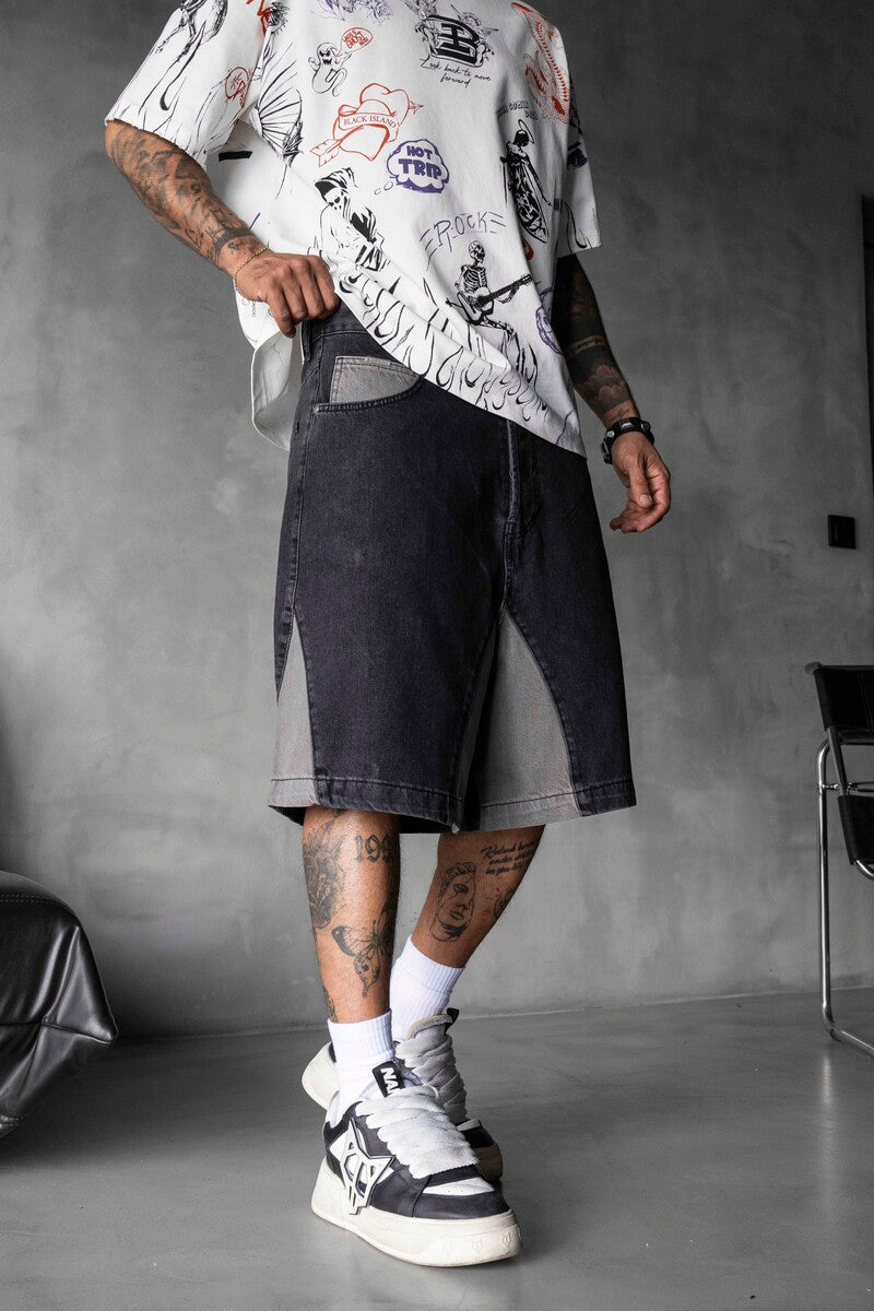 Split Denim Short Black 17240