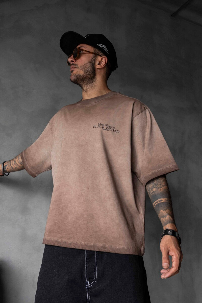 SPRING SUMMER WASHED T-SHIRT BROWN 1853